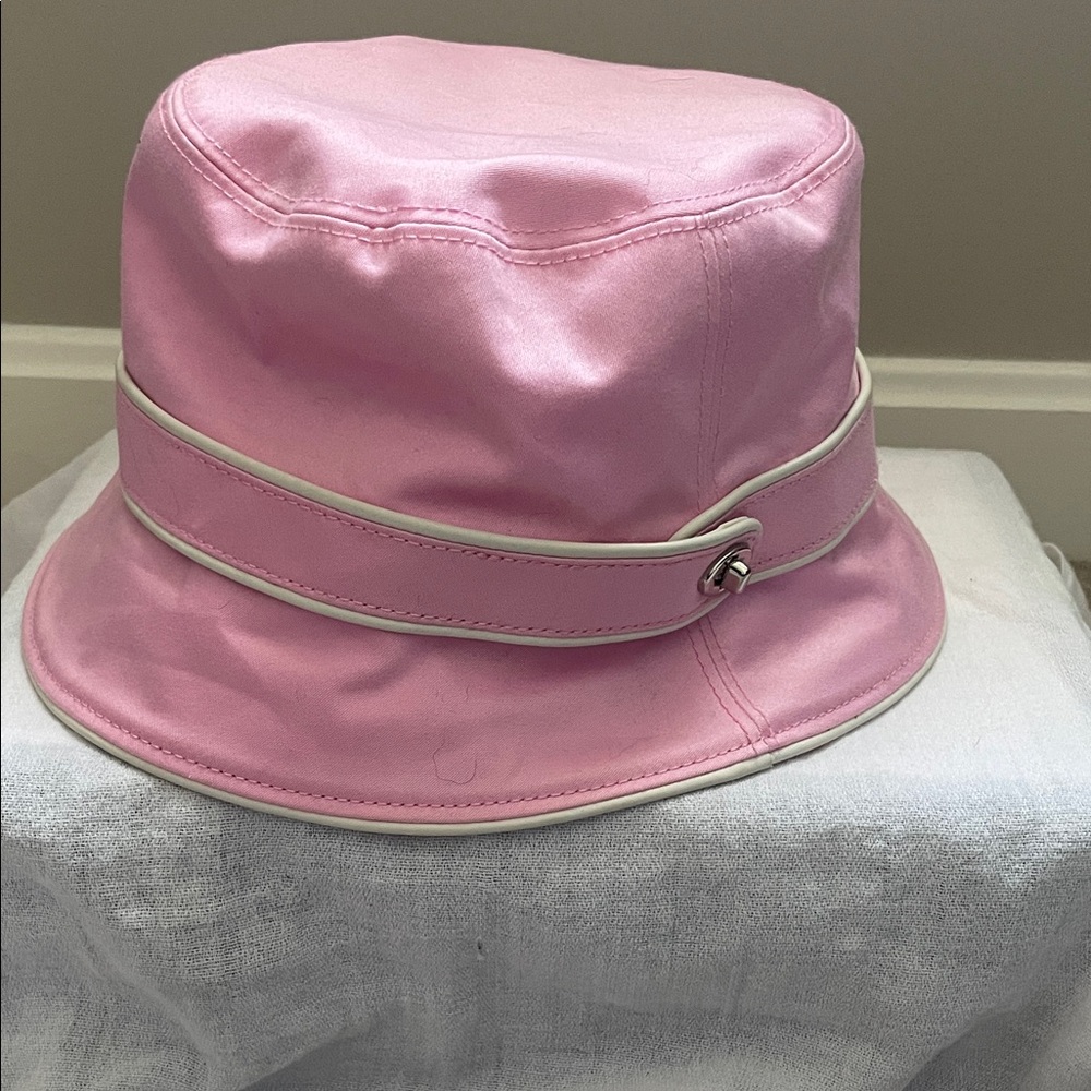 Coach Pink Bucket Hat with White Trim